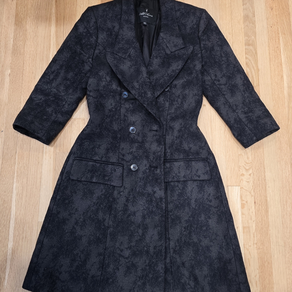 All Saints Dark Patterned Trench Coat